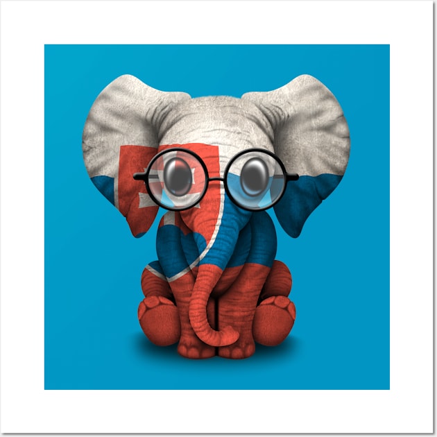 Baby Elephant with Glasses and Slovakian Flag Wall Art by jeffbartels